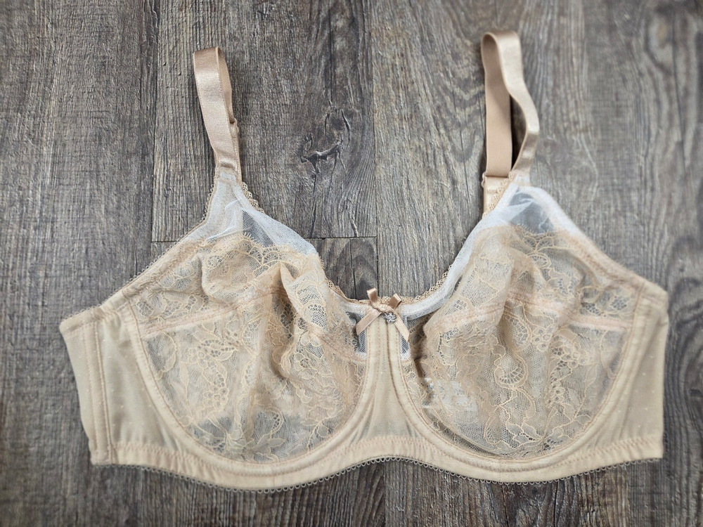 Wacoal 855186 Retro Chic Full Figure Underwire Bra 38C Beige Nude Tan Lace